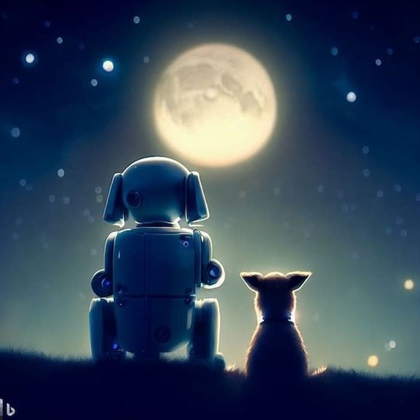 Robot Dog Watching Moon Rescaled
